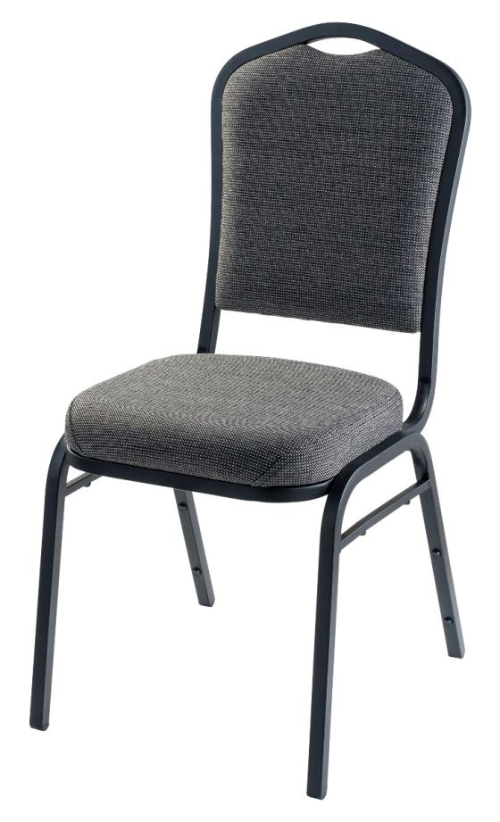 National Public Seating 9300 Series Silhouette Back Fabric Padded Stacking 500 LB Banquet Chair - Black Sandtex Frame-Gray