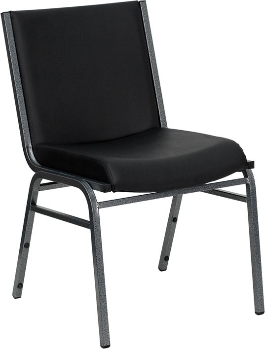 HUSKY Seating® 550 LB Commercial Stack Chair with Overstuffed Black Vinyl Seat