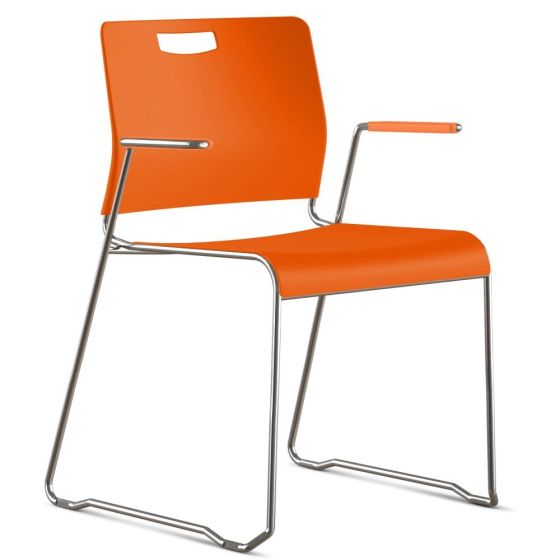 9to5 Seating Kelley 300 LB Sled Base Stacking Chair with Armrests, All Plastic