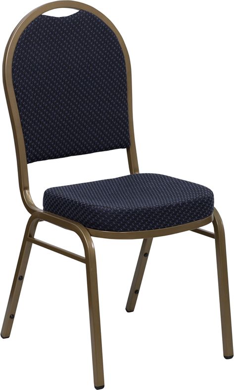 HUSKY Seating® 500 LB Traditional Stacking Banquet Restaurant Chair with Patterned Fabric Upholstery-Navy Blue