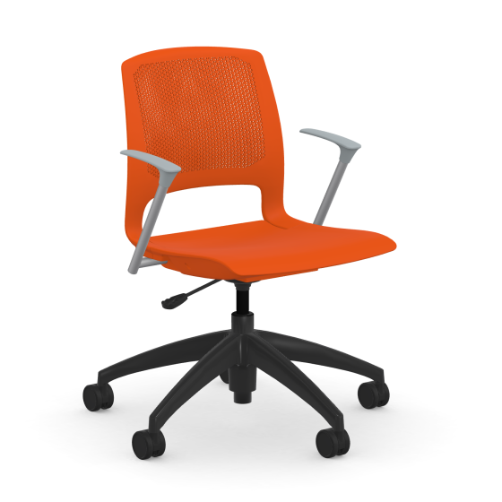 9to5 Seating Dash 300 LB Basic Task Chair with Plastic Back, Cloud Gray Arms