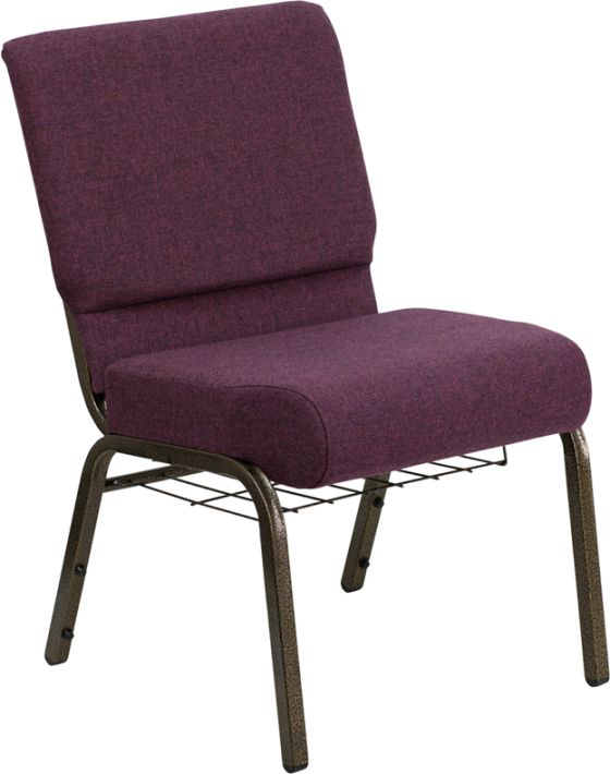 HUSKY Seating® 800 LB Heavy Duty Auditorium Chair with Ganging & Book Rack - 21" Wide-Plum