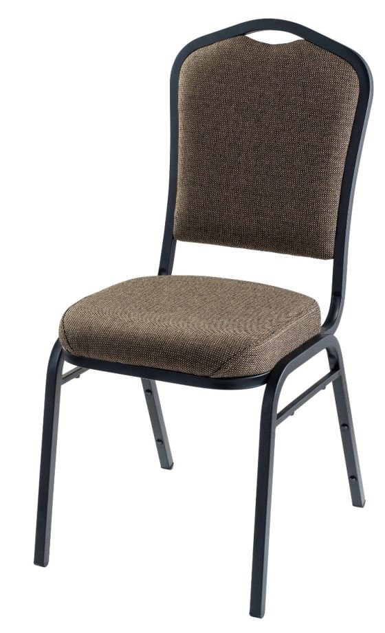 National Public Seating 9300 Series Silhouette Back Fabric Padded Stacking 500 LB Banquet Chair - Black Sandtex Frame-Taupe