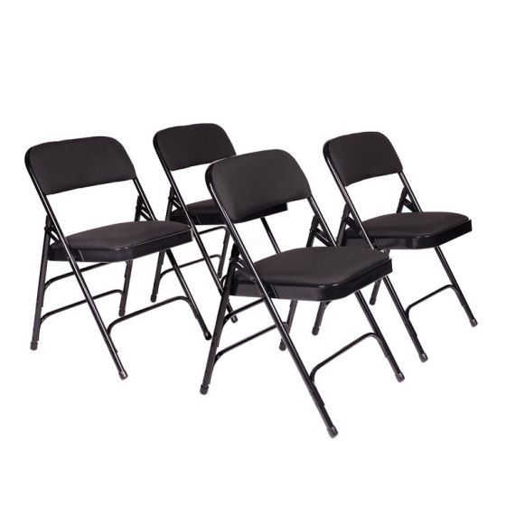 4 PACK HUSKY Seating® 500 LB Fabric Padded Heavy Duty Folding Chair - Black