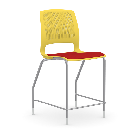 9to5 Seating Dash 24" Counter Height 300 LB Stool, Armless, Plastic Back, Upholstered Seat