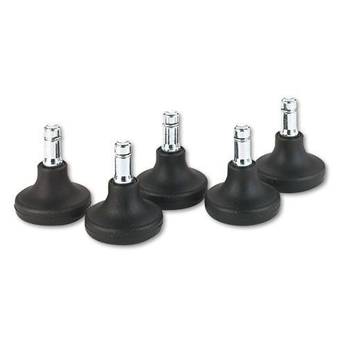 Low Profile Bell Glides, Grip Ring Type B Stem, 2" x 1.38" Glide, Matte Black, Set of 5