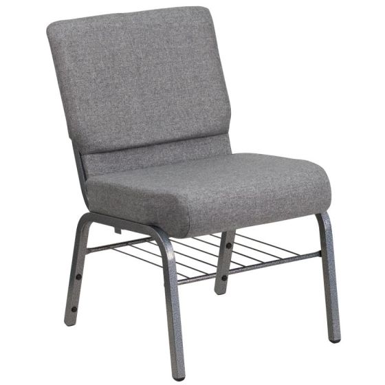 HUSKY Seating® 800 LB Heavy Duty Auditorium Chair with Ganging & Book Rack - 21" Wide - Gray