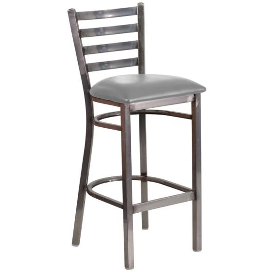 HUSKY Seating Ladder Back Commercial 500 LB Bar Stool with Steel Finish-Custom Vinyl