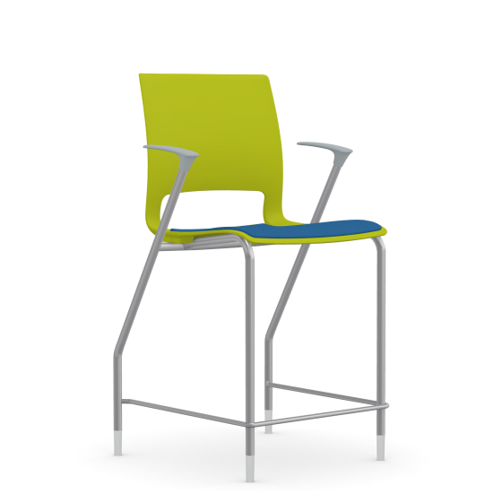 9to5 Seating Vox 300 LB Counter Height Stool, Upholstered Seat, Cloud Gray Arms
