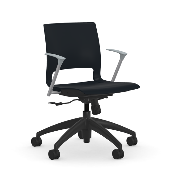 9to5 Seating Vox 300 LB Swivel Tilt Task Chair, Plastic Back, Cloud Gray Arms