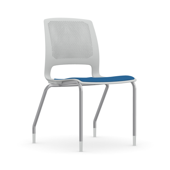 9to5 Seating Dash 4-Leg Stacking Armless 300 LB Guest Chair, Plastic Back, Upholstered Seat