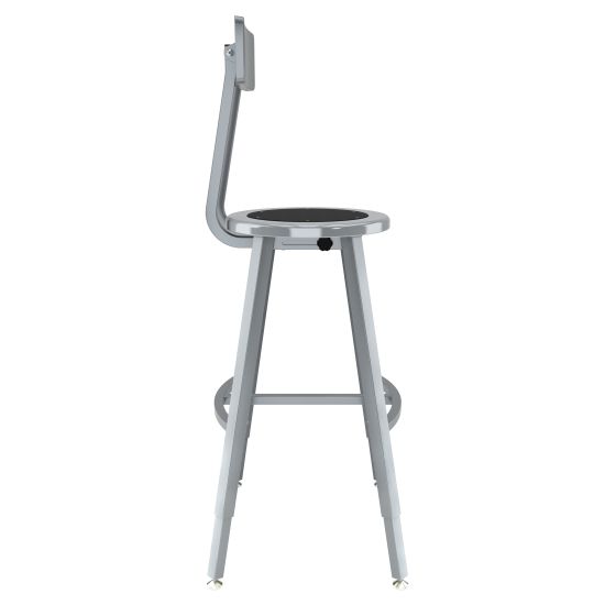 NPS® 24-32" Height Adjustable Titan 1000 LB Stool with Backrest, Black Steel Seat, Grey Frame