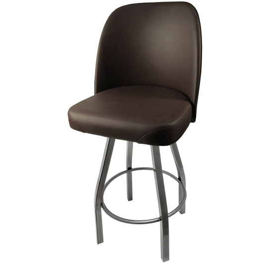 Heavy Duty 500 LB Swivel Bucket Bar Stool with Clear Coat Frame - Counter Height - Espresso Vinyl