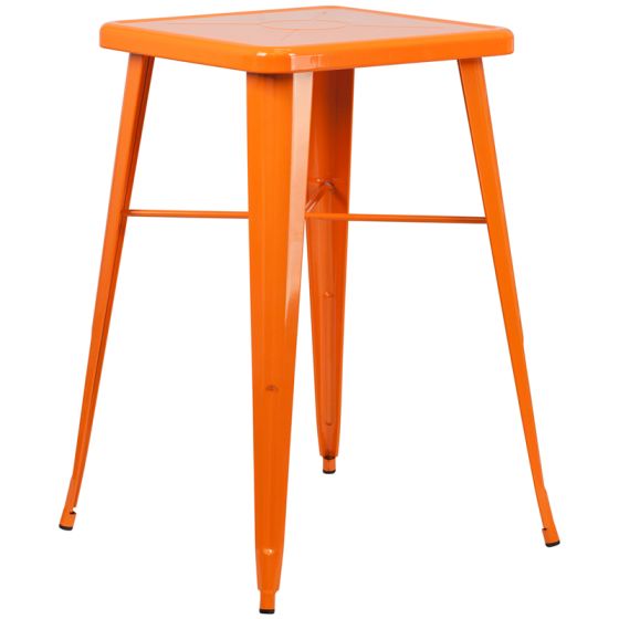 HUSKY Seating® Modern 24" Square Bar Height Indoor-Outdoor Cafe Table-Orange