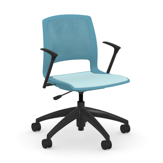 9to5 Seating Dash 300 LB Basic Task Chair with Upholstered Seat, Black Arms