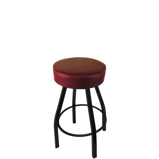 Heavy Duty 500 LB Button Top Swivel Bar Stool with Black Powder Coat Frame - Counter Height - Wine Vinyl