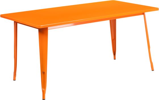 HUSKY Seating® 31.5" W X 63" L Rectangular Metal Indoor-Outdoor Restaurant Table-Orange