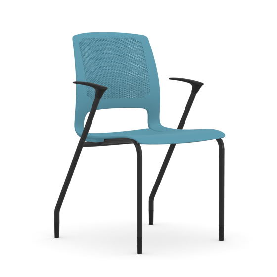 9to5 Seating Dash All Plastic 4-Leg Stacking 300 LB Guest Chair with Black Frame and Arms