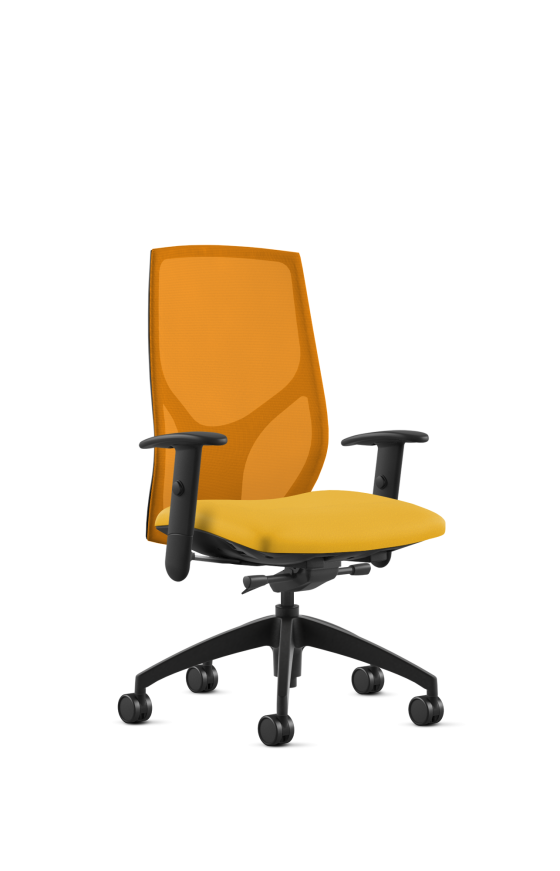 9to5 Seating Vault Mesh Mid-Back 300 LB Office Chair, Adjustable Back, Seat Slider, Full Synchro-Tilt Control, 2-Way Adjustable Black Arms