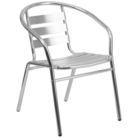 HUSKY Seating 352 LB Aluminum Slat Metal Indoor-Outdoor Restaurant Stacking Chair-Aluminum