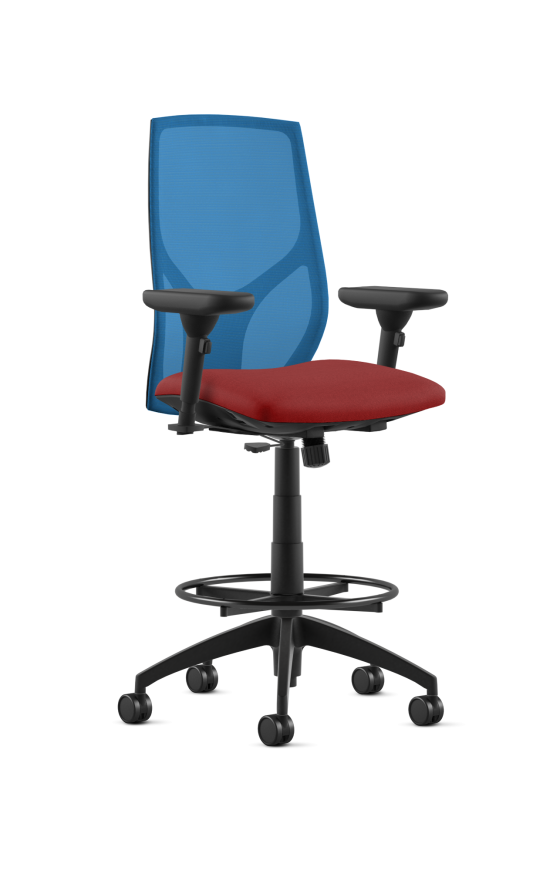 9to5 Seating Vault Mesh Mid-Back Counter Height 300 LB Office Stool, Adjustable Back, Seat Slider, Simple Synchro Tilt Control, 6-Way Adjustable Arms
