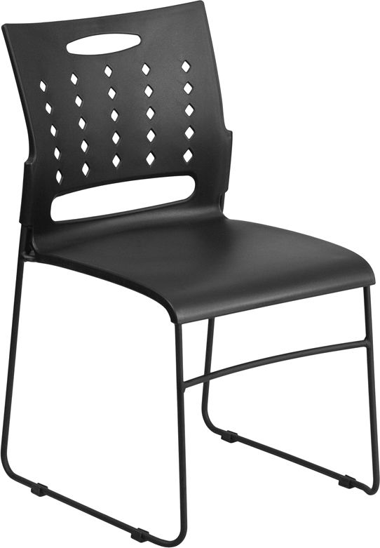 HUSKY Seating® 881 LB Capacity Black Sled Base Stack Chair with Air Vent Back