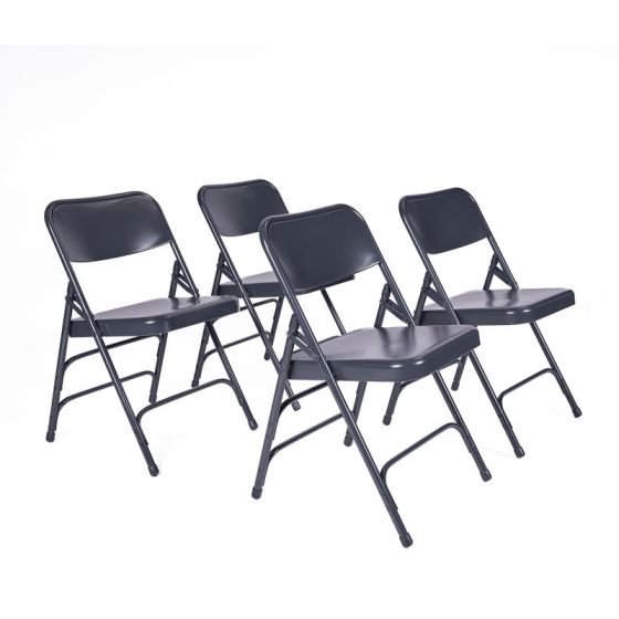 4 PACK HUSKY Seating® 500 LB Heavy Duty Metal Folding Chair - Char Blue