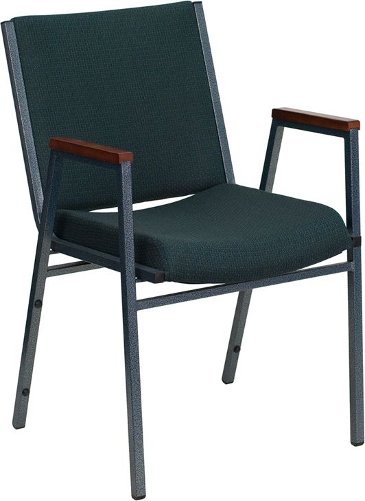 HUSKY Seating® 550 LB Commercial Stack Chair with Overstuffed Fabric Seat and Arms-Dark Green