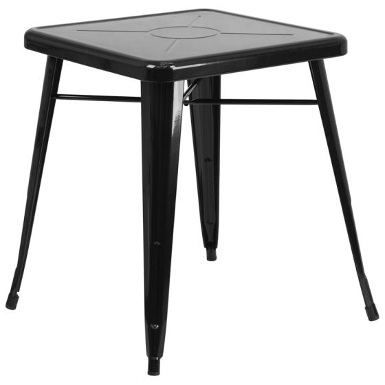 HUSKY Seating® Modern 24" Square Indoor-Outdoor Cafe Table-Black