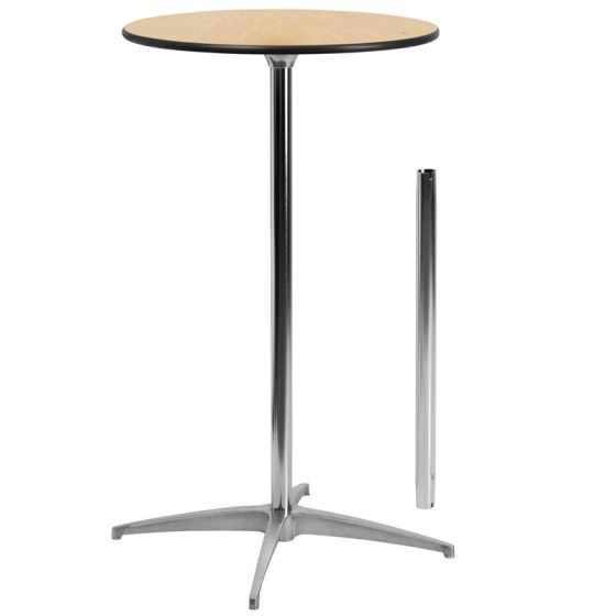 HUSKY Seating® Heavy Duty 2' ft Round Indoor-Outdoor Wood Pub Bar Cocktail Table with Adjustable Height