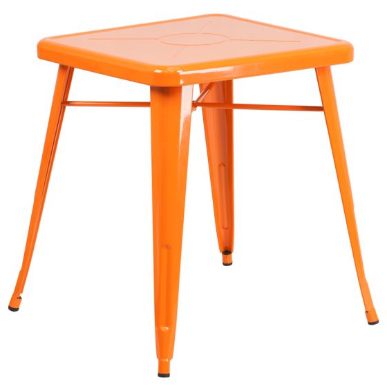 HUSKY Seating® Modern 24" Square Indoor-Outdoor Cafe Table-Orange