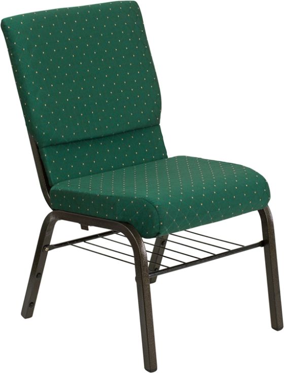 HUSKY Seating® 800 LB Heavy Duty Ganging Auditorium Chair - Gold Vein & Book Rack-Dark Green