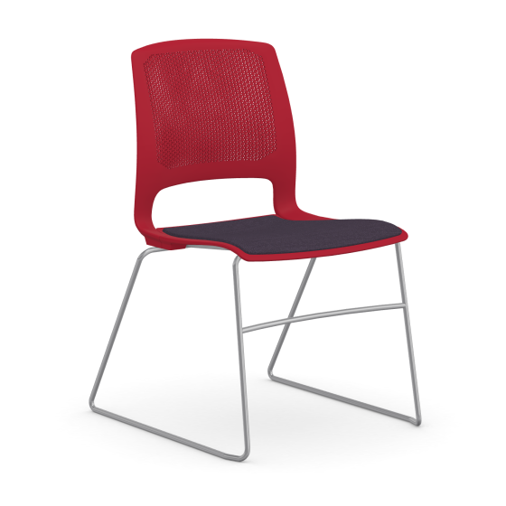 9to5 Seating Dash Sled Base Stacking Armless 300 LB Guest Chair, Plastic Back, Upholstered Seat