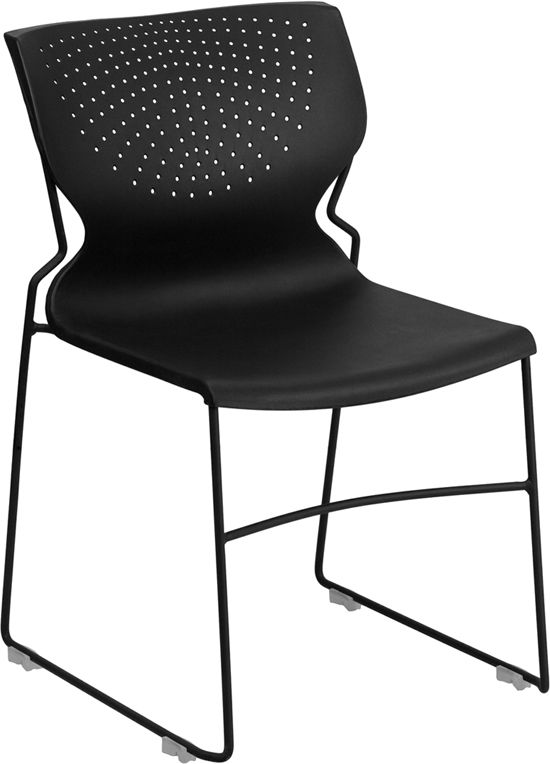 HUSKY Seating® 661 LB Modern Commercial Stack Chair with Breathable Back-Black