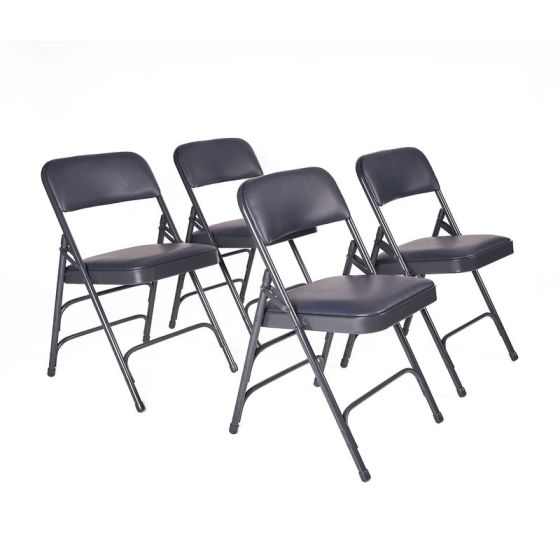 4 PACK HUSKY Seating® 500 LB Vinyl Padded Heavy Duty Folding Chair - Navy Blue