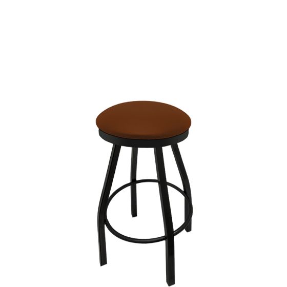 Heavy Duty SlimLine 500 LB Button Top Swivel Bar Stool with Black Powder Coat Frame - Chestnut Vinyl
