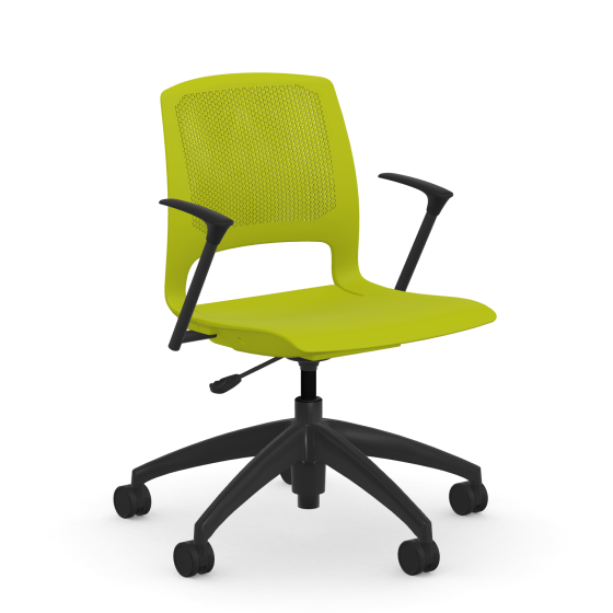 9to5 Seating Dash 300 LB Basic Task Chair with Plastic Back, Black Arms