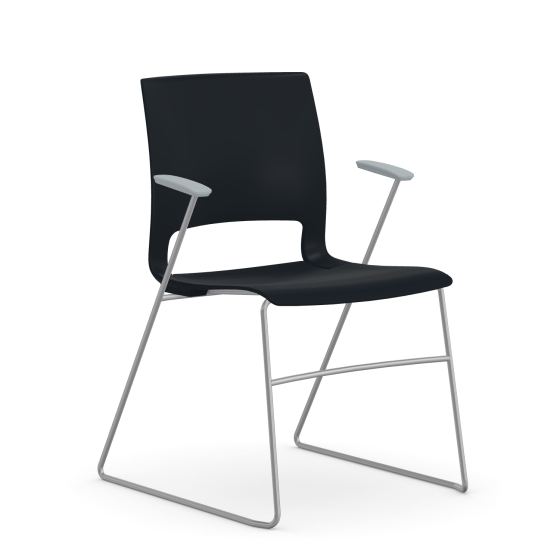 9to5 Seating Vox 300 LB Sled Base Stacking Guest Chair, Plastic Back, Cloud Gray Arms