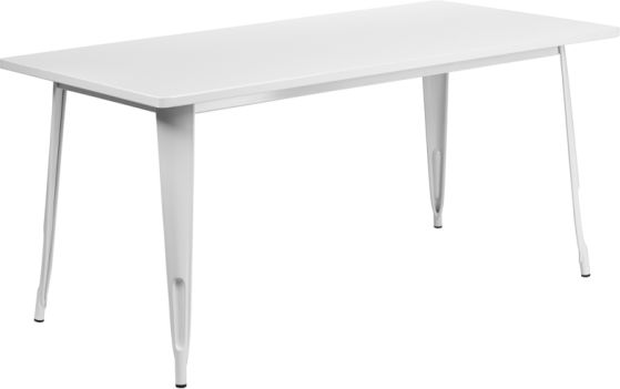 HUSKY Seating® 31.5" W X 63" L Rectangular Metal Indoor-Outdoor Restaurant Table-White