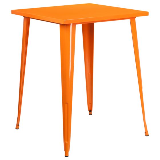 HUSKY Seating® 31.5" Square Bar Height Indoor-Outdoor Metal Restaurant Table-Orange
