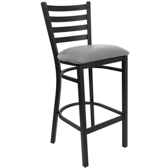 HUSKY Seating Heavy Duty 500 LB Restaurant Bar Stool with Ladder Back-Custom Vinyl