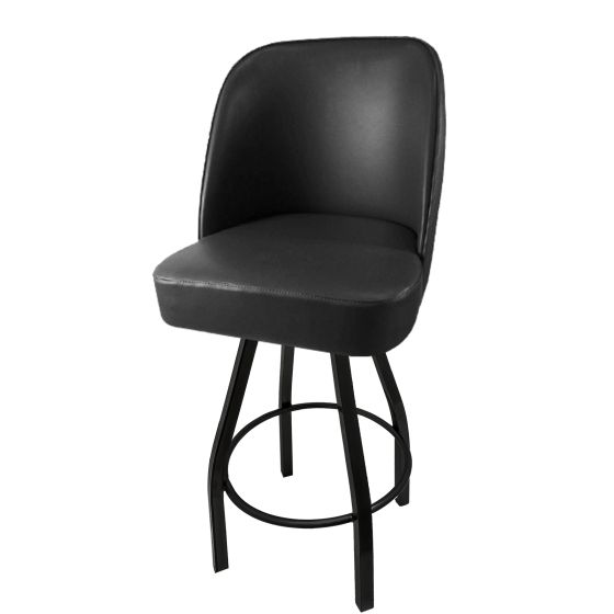 American Made 500 LB Counter Height Swivel Bucket Bar Stool with Black Powder Coat Frame - Black