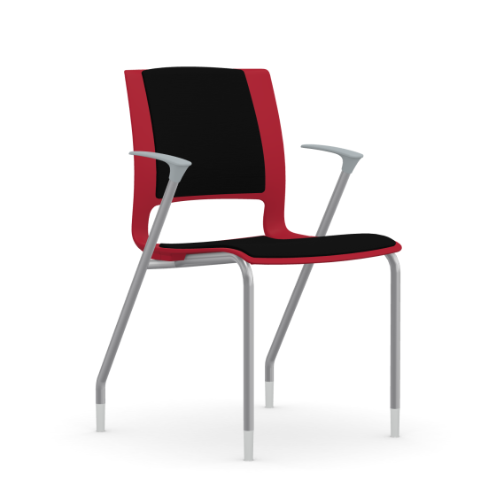 9to5 Seating Vox 300 LB Four Leg Stacking Guest Chair, Fully Upholstered, Cloud Gray Arms