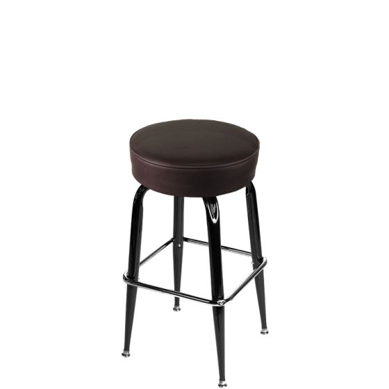 Heavy Duty 500 LB Button Top Swivel Bar Stool with Gloss Black Frame - Espresso Vinyl