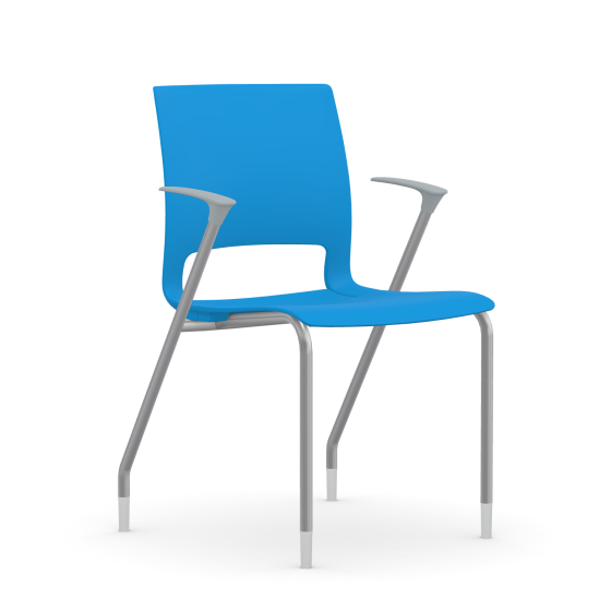 9to5 Seating Vox 300 LB Four Leg Stacking Guest Chair, Plastic Back, Cloud Gray Arms