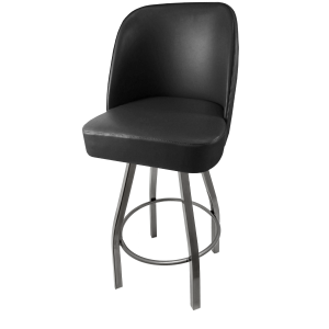 American Made 500 LB Counter Height Swivel Bucket Bar Stool with Clear Coat Frame - Black