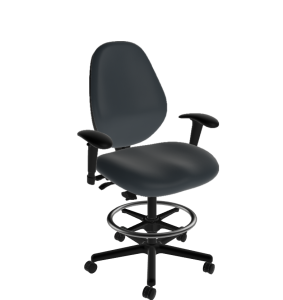 Sitmatic GoodFit Upholstered Back Large Seat Tall Height Drafting Stool with Adjustable Armrests