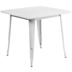 HUSKY Seating® 31.5" Square Metal Indoor-Outdoor Table-White