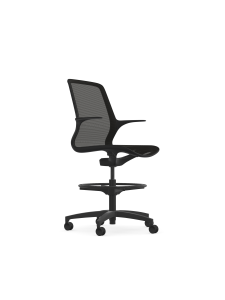 9to5 Seating Omnia All Mesh 300 LB Counter Height Office Stool, Weight Balanced Control, Fixed Arm