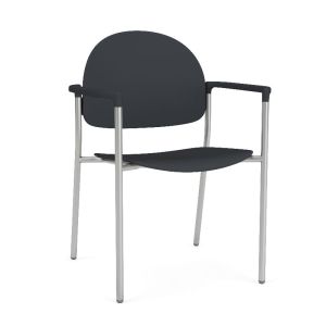 Lesro Chat 300 LB Heavy Duty Reception and Waiting Room Round Back Guest Chair  with Plastic Seat & Back and Metal Frame